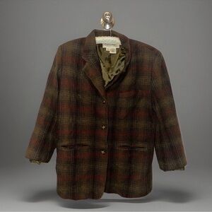 Vintage Eddie Bauer 100% Wool Tweed Blazer Earth Tone Style G142